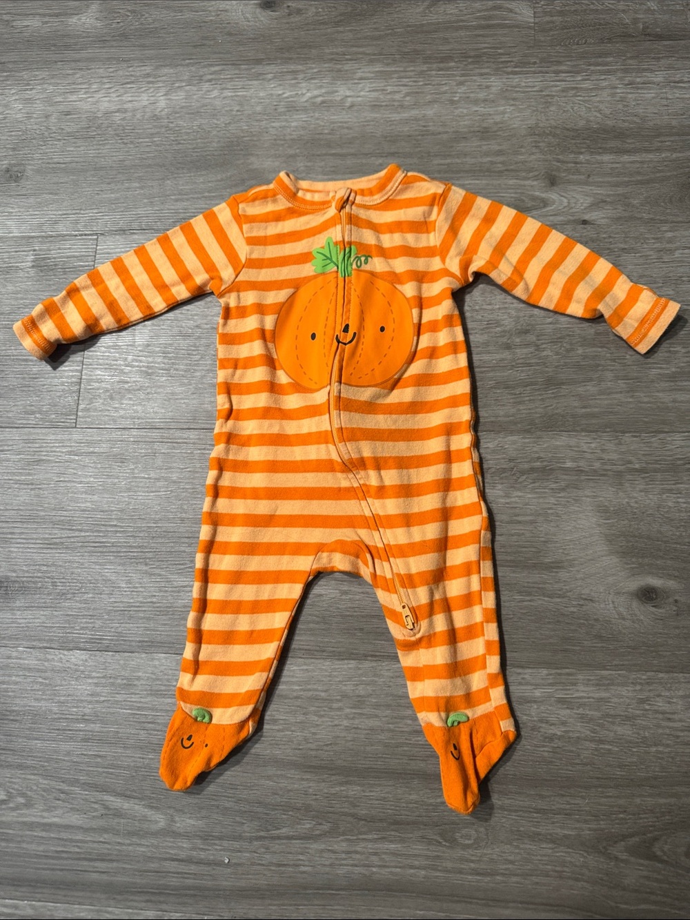 Old Navy Striped Pumpkin One-Piece Sleeper